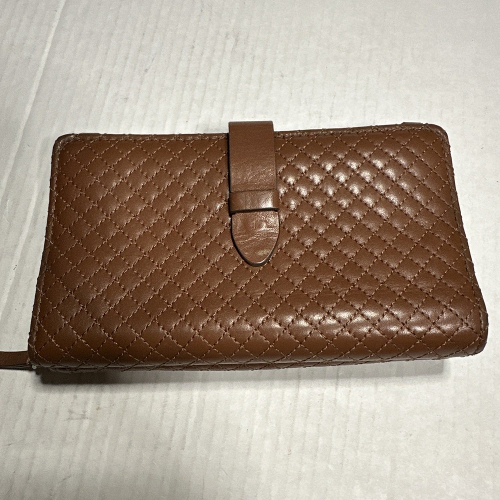 Vera Bradley Mocha Brown Leather Cross Body Wallet Checkbook Cover No Strap - Picture 3 of 8